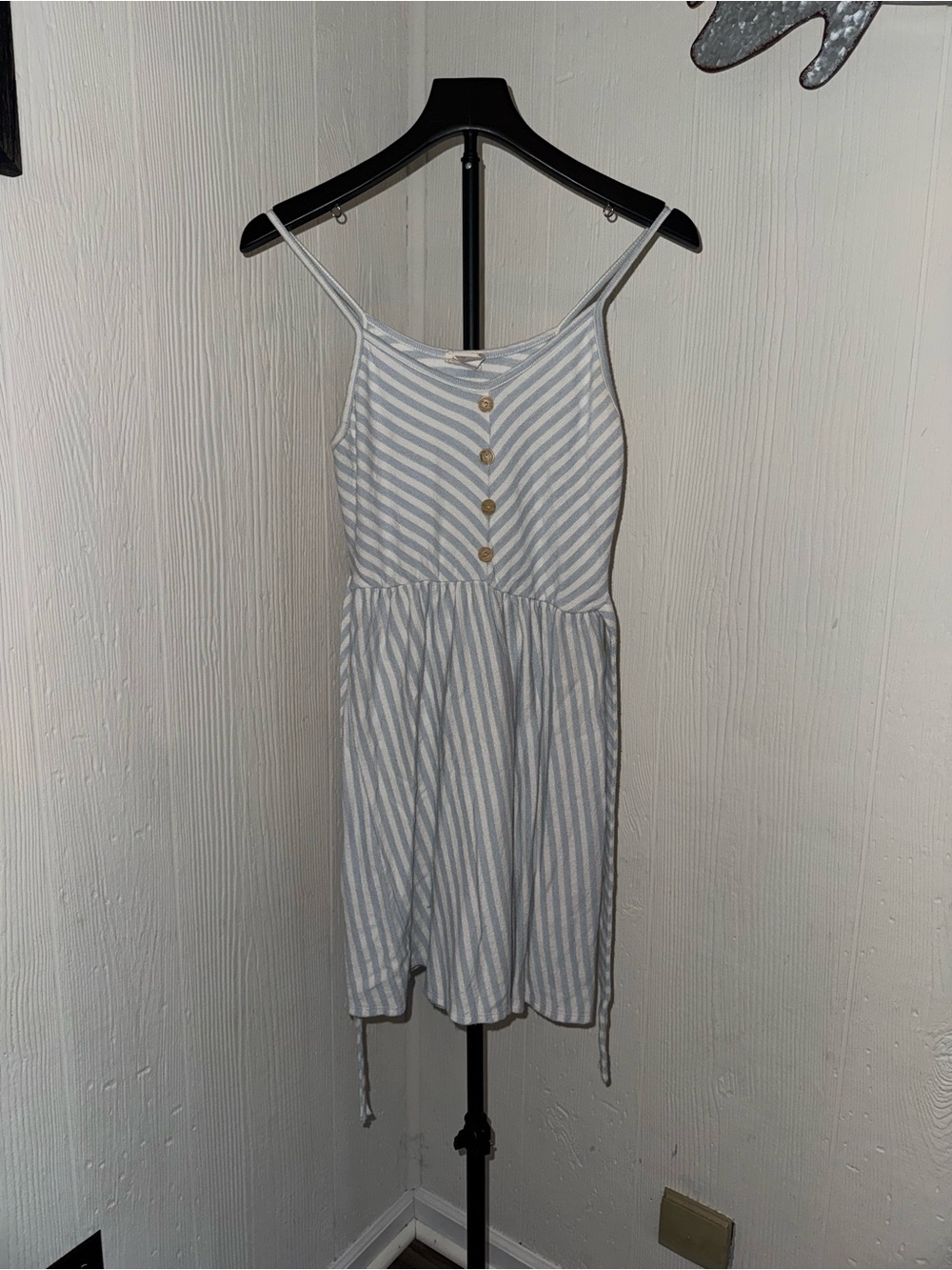 Caution To The Wind Striped Spaghetti-strap Sundress in Light Blue and White